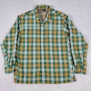 Vertx Shirt Mens XL Green Yellow Plaid Tactical Long Sleeve Snap Button Mesh